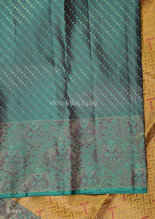 9 - 2026-05-21T164001.240 Mustard Gold Pure Silk Saree with Peacock Teal Border