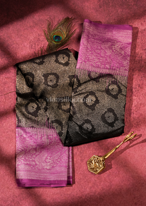 9 - 2026-05-21T172406.606 Royal Black & Orchid Purple Silk Saree