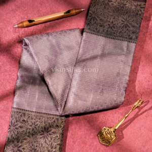 Dusty Mauve Pure Silk Saree with Antique Floral Border