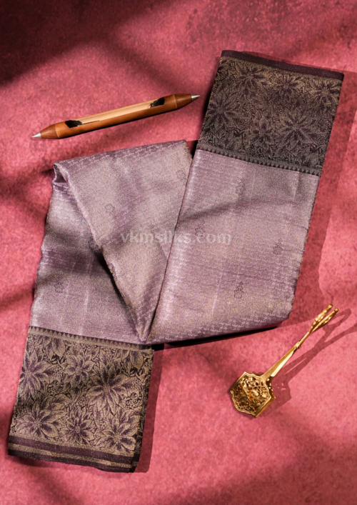 9 - 2026-05-22T130030.049 Dusty Mauve Pure Silk Saree with Antique Floral Border
