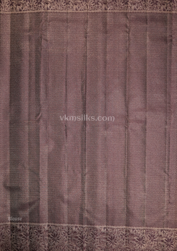 Dusty Mauve Pure Silk Saree with Antique Floral Border