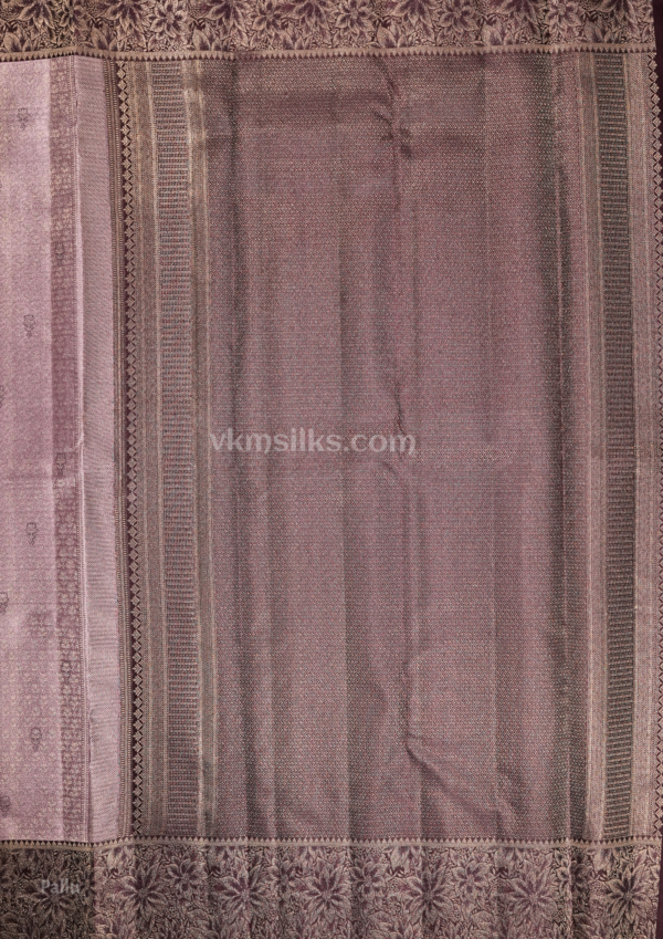 Dusty Mauve Pure Silk Saree with Antique Floral Border