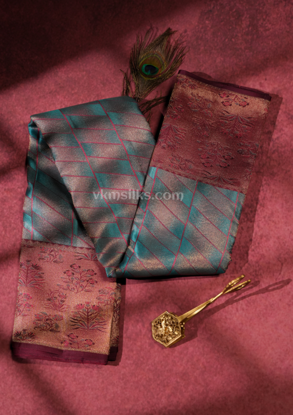 9 - 2026-05-22T134335.677 Attractive Royal Teal Blue Pure Silk Saree with Wine Maroon Zari Border
