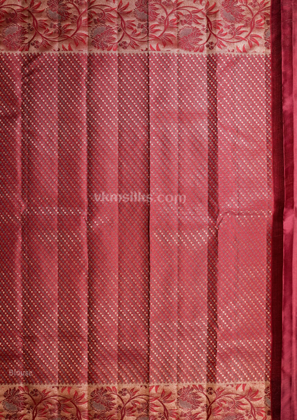 9 - 2026-05-22T141342.845 Copper Orange Pure Silk Saree with Wine Maroon Floral Border