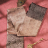 Taupe and Paaku Colour Soft Silk Saree with Floral Zari Border