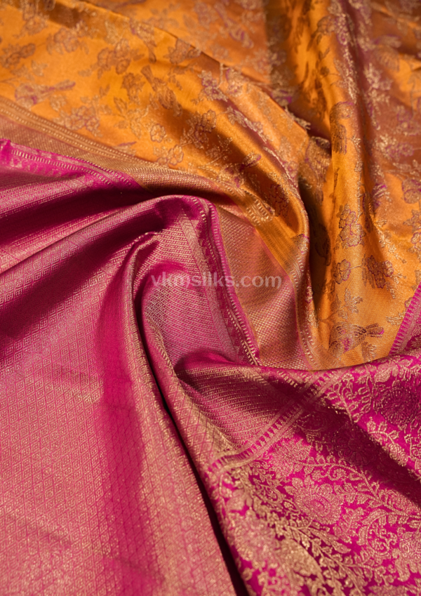 9 - 2026-08-11T162905.352 Golden Mustard with pink Pure Silk Saree