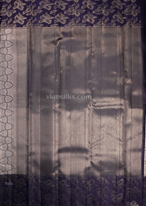 9 - 2026-07-03T171240.891 Silver Grey Pure Silk Saree with Midnight Navy Blue Border & Silver Zari Jacquard Weaving