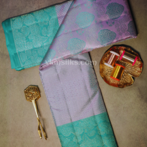 Pastel Lavender & Aqua Green Pure Kanchipuram Silk Saree – Grace in Every Drape