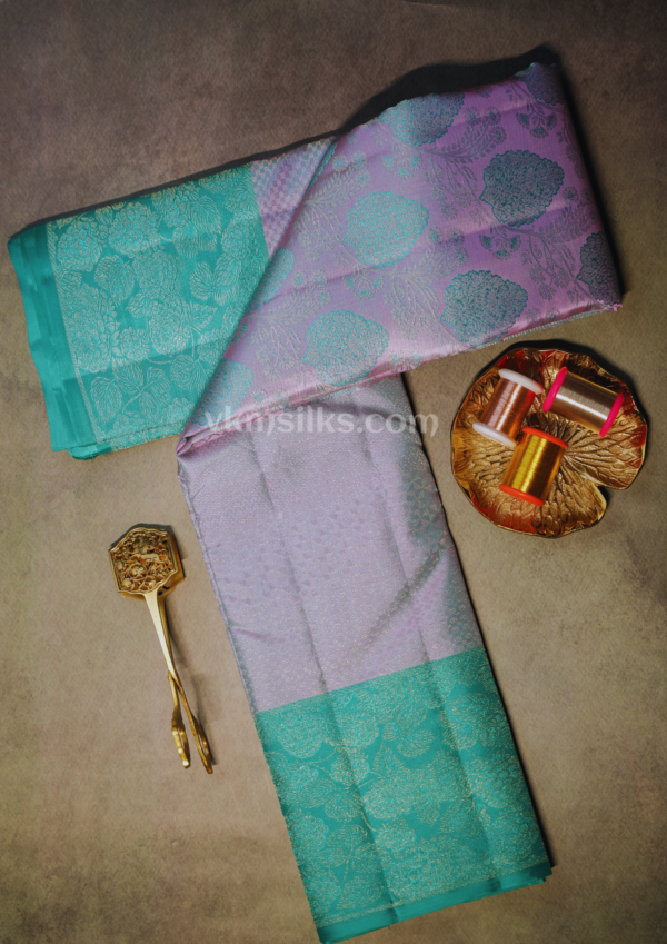 9 - 2026-07-13T111625.598 Pastel Lavender & Aqua Green Pure Kanchipuram Silk Saree – Grace in Every Drape