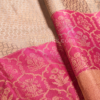 Premium Blush Peach & Rani Pink Pure Kanchipuram Silk Saree with Rich Zari Weaving