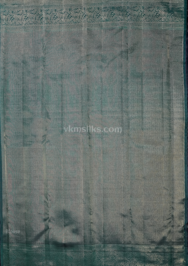 National Love Your Pet Day (12) Aqua Mint Green Pure Silk Saree with Slate Grey Border & Floral Jacquard Weaving