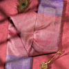 National Love Your Pet Day (14) Dusty Rose Pink Pure Silk Saree with Royal Purple Border & Silver Zari Chevron Weaving