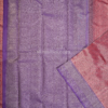 National Love Your Pet Day (16) Dusty Rose Pink Pure Silk Saree with Royal Purple Border & Silver Zari Chevron Weaving