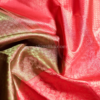 National Love Your Pet Day (27) Olive Gold Pure Silk Saree with Coral Pink Border & Diamond Zari Weaving