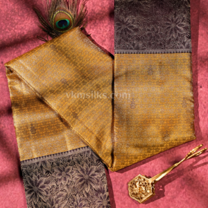 Radiant Mustard Gold Pure Kanchipuram Silk Saree with Coffee Brown Zari Border