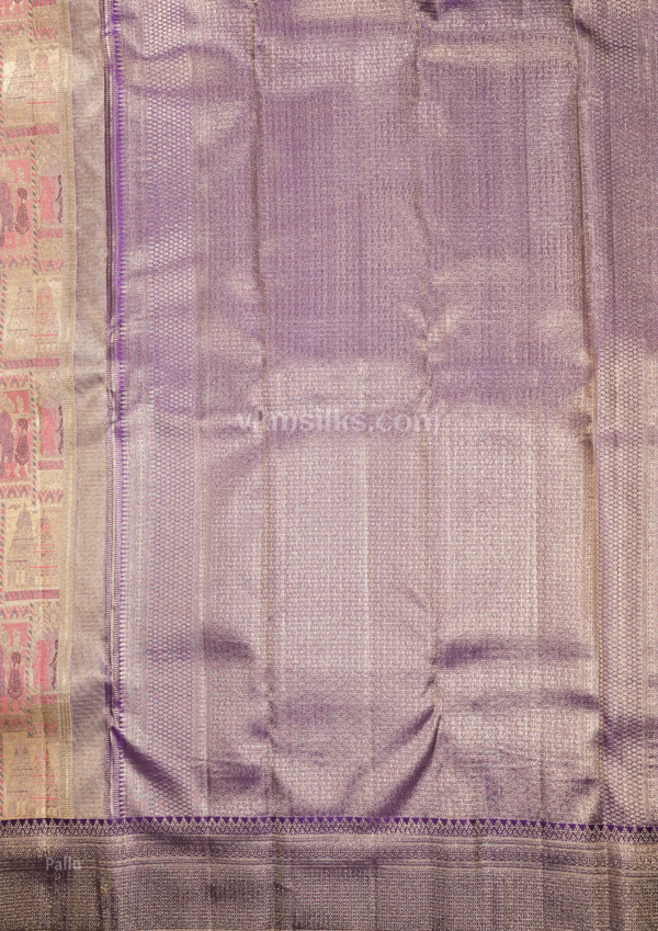 National Love Your Pet Day (37) Royal Antique Gold Pure Kanchipuram Silk Saree with Regal Purple Temple Border