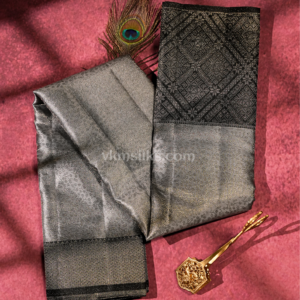 Elephant grey & Black Silk Saree with Rich Zari Weave