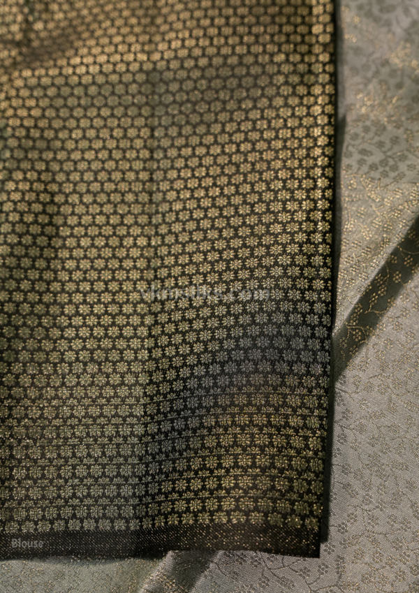 Elephant grey & Black Silk Saree with Rich Zari Weave