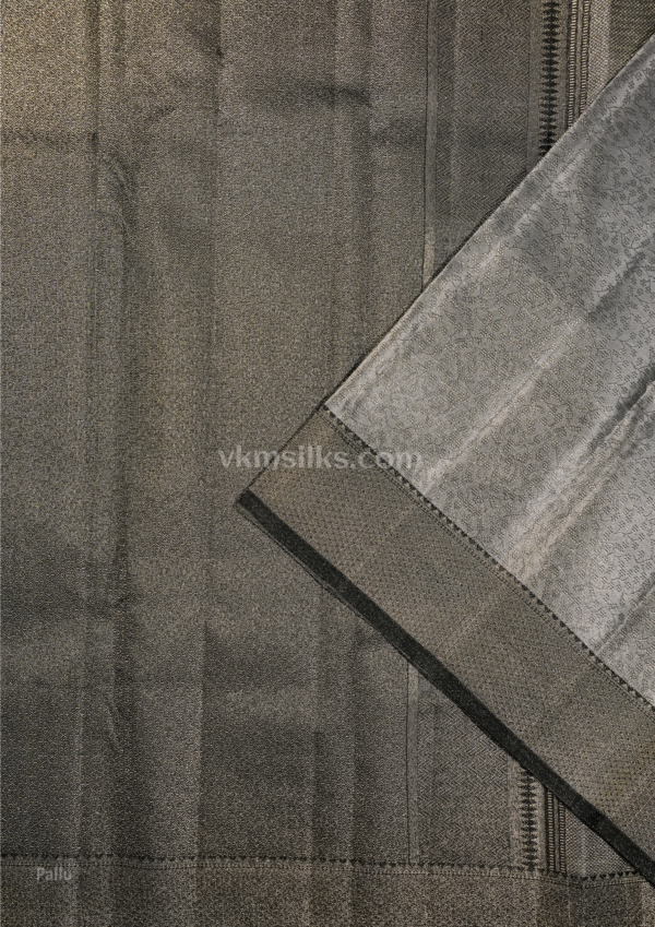 Elephant grey & Black Silk Saree with Rich Zari Weave