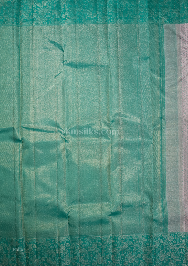 9 - 2026-08-26T161643.986 Dusty Rose Pink & Peacock Green Pure Silk Saree with Elegant Zari Floral Border