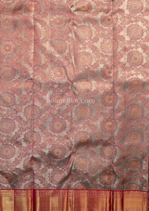 Sea blue silver zari self korvai kanjivaram