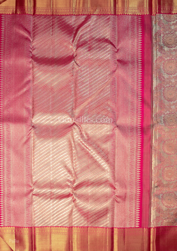 Sea blue silver zari self korvai kanjivaram