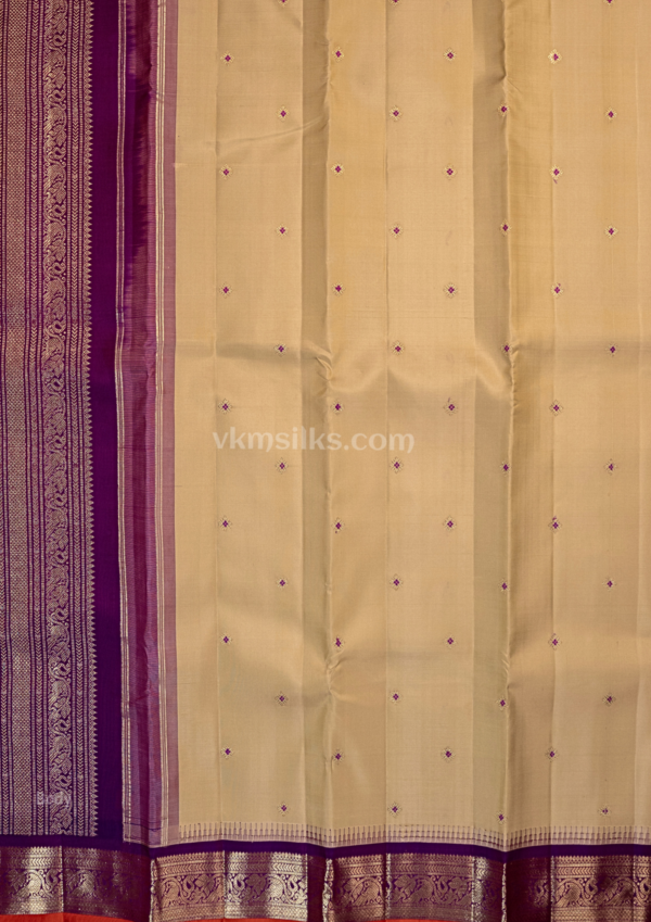 Ivory with purple traditional butta kanjivaram