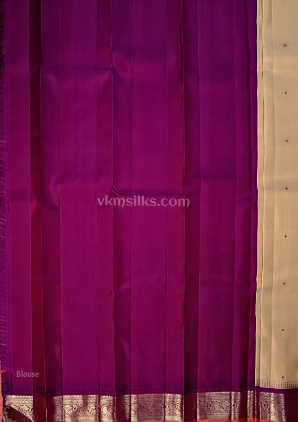 Ivory with purple traditional butta kanjivaram
