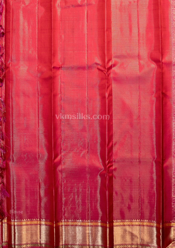 9 (5) Rani pink vairaoosi with mayil butta traditional kanjjvaram