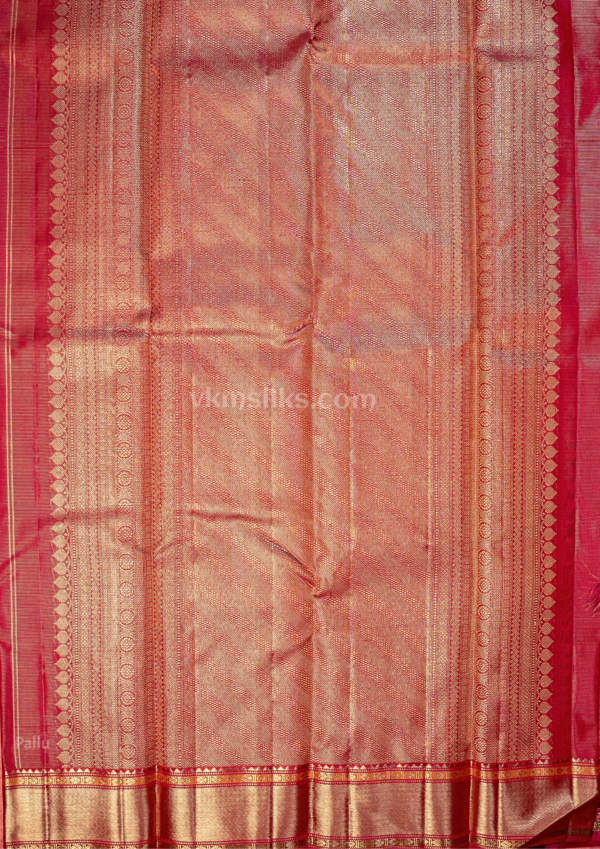 9 (6) Rani pink vairaoosi with mayil butta traditional kanjjvaram