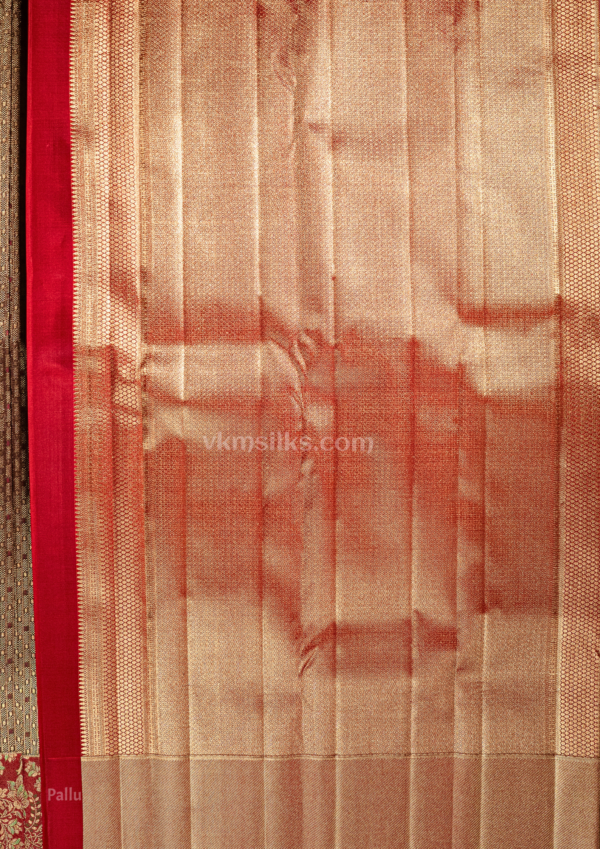 9 - 2026-09-03T153407.976 Brown meenakari stripes body with green highlighted floral border brocade saree