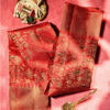 9 - 2026-09-03T161625.359 Green highlighted Wine pink peacock floral with solid border pure kanjivaram