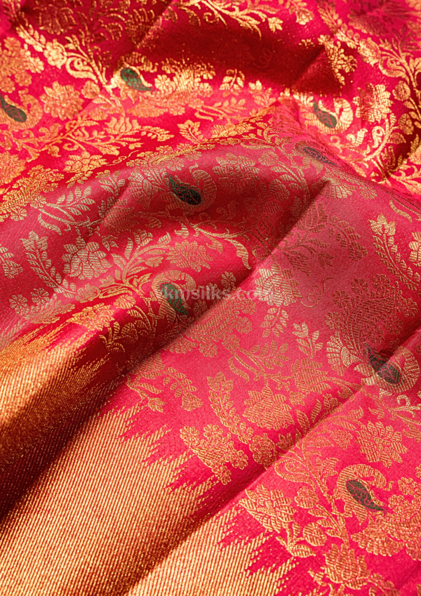 9 - 2026-09-03T163115.941 Green highlighted Wine pink peacock floral with solid border pure kanjivaram
