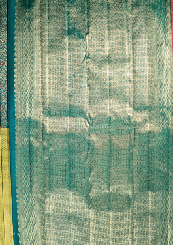 9 - 2026-09-03T173348.318 Half and half pattern lemon green geometric pattern with mayil blue intricate meenakari banaras floral combo