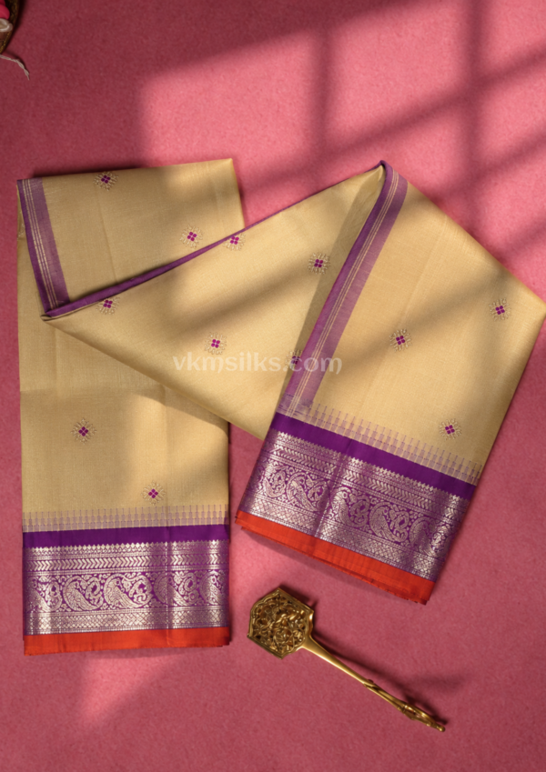 9 - 2026-09-25T150919.653 Sandal Kaakki with Purple Traditional Butta Kanjivaram Silk Saree
