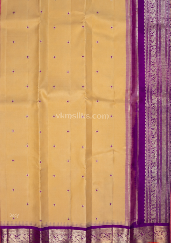 9 - 2026-09-25T151549.831 Sandal Kaakki with Purple Traditional Butta Kanjivaram Silk Saree