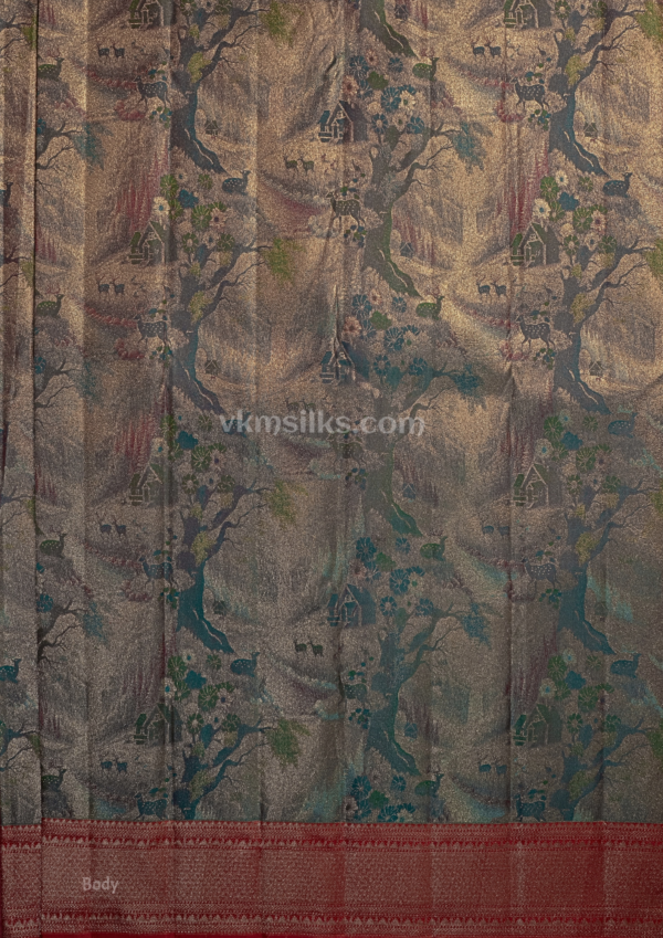 3D forest inspired intricate detailed multi colour meenawork pure silk