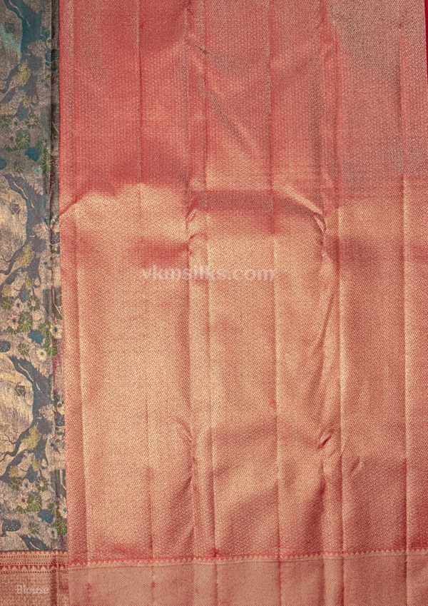 3D forest inspired intricate detailed multi colour meenawork pure silk
