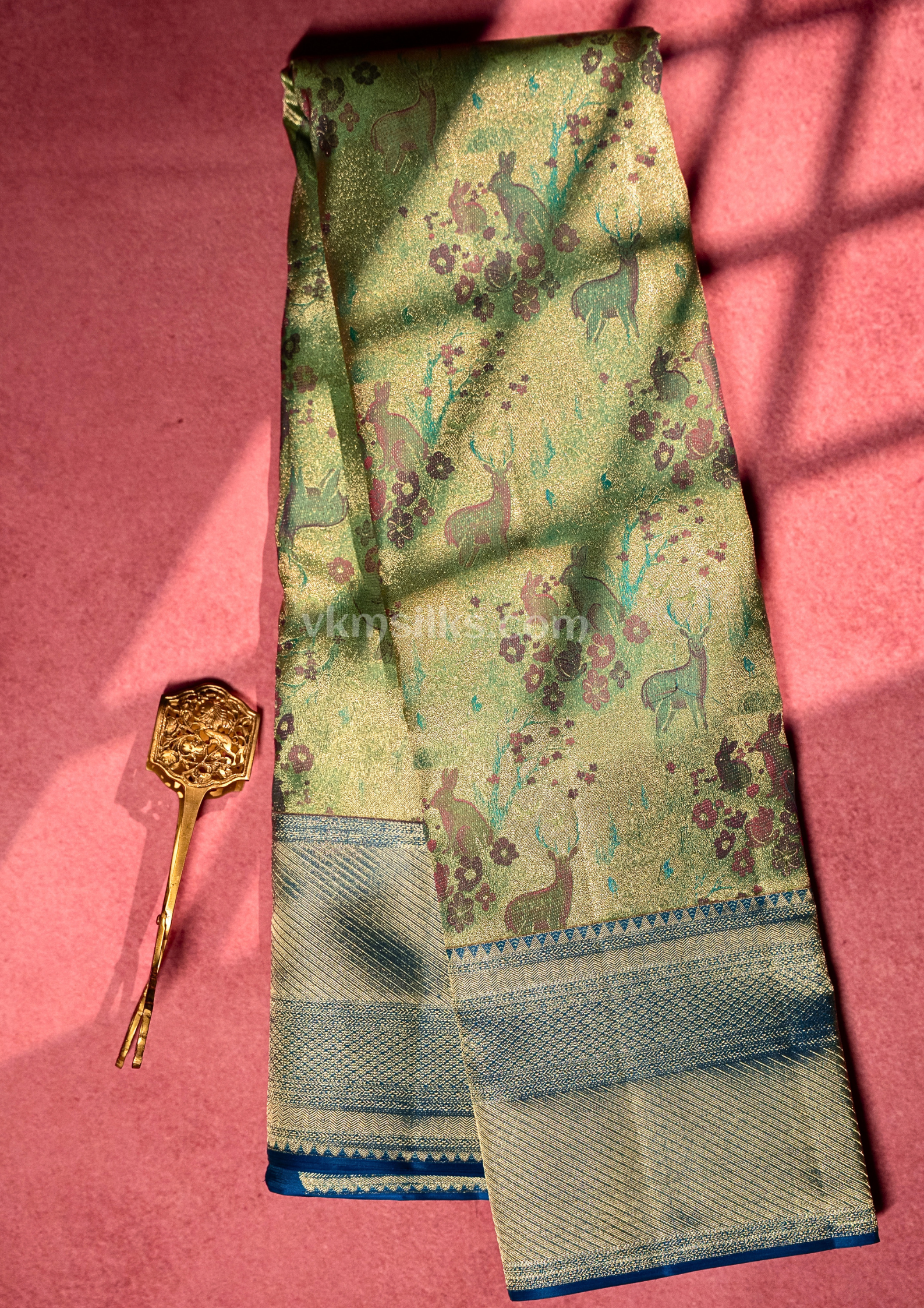 3D Deer rabbit figured minute perfectly detailed saree - Pure Kanjivaram Silk by VKM Silks