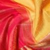 Yellow rudhraksham mayil kattam body with lime green accents and pink border