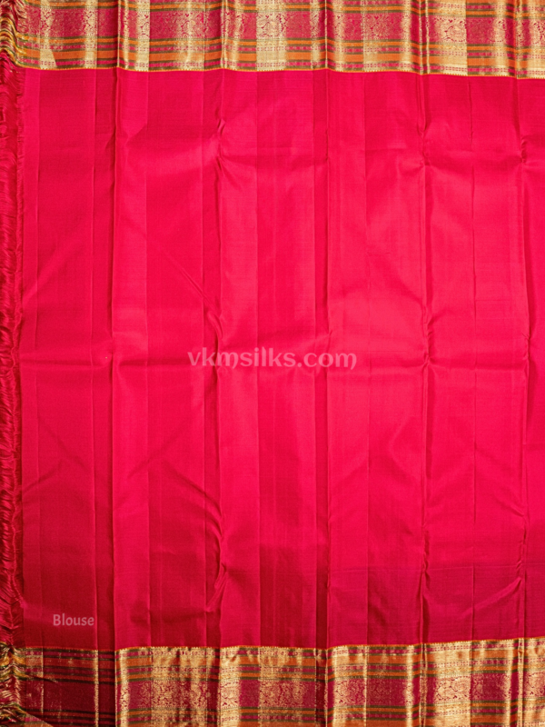 Yellow rudhraksham mayil kattam body with lime green accents and pink border