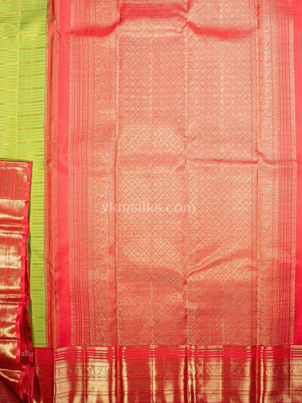 9 (60) Parrot green stripes body with pink border