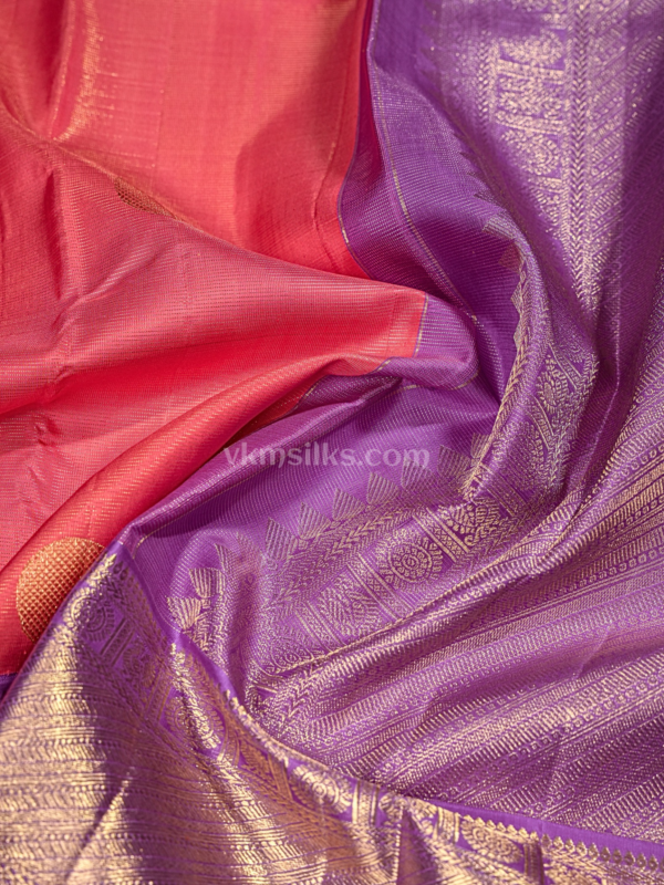 Peach vairaoosi butta body with lavender solid border