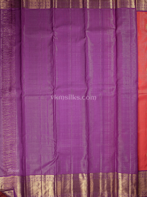 Peach vairaoosi butta body with lavender solid border
